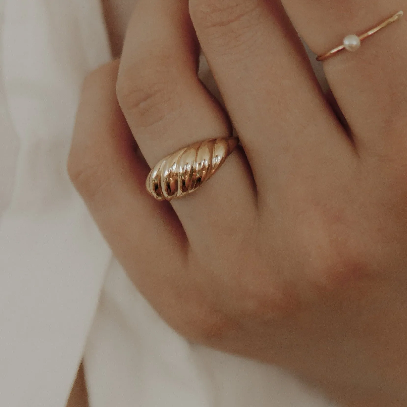 10k Solid Gold Croissant Dome Ring