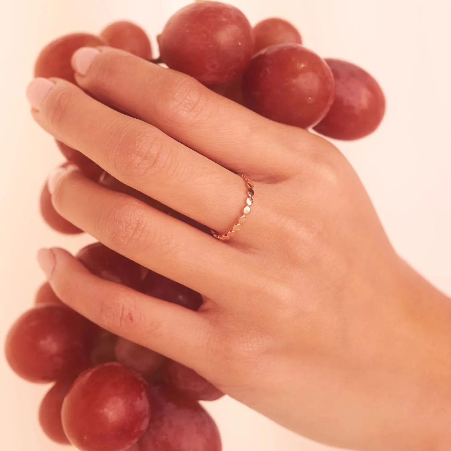 10k Solid Gold Flat Beaded Ring