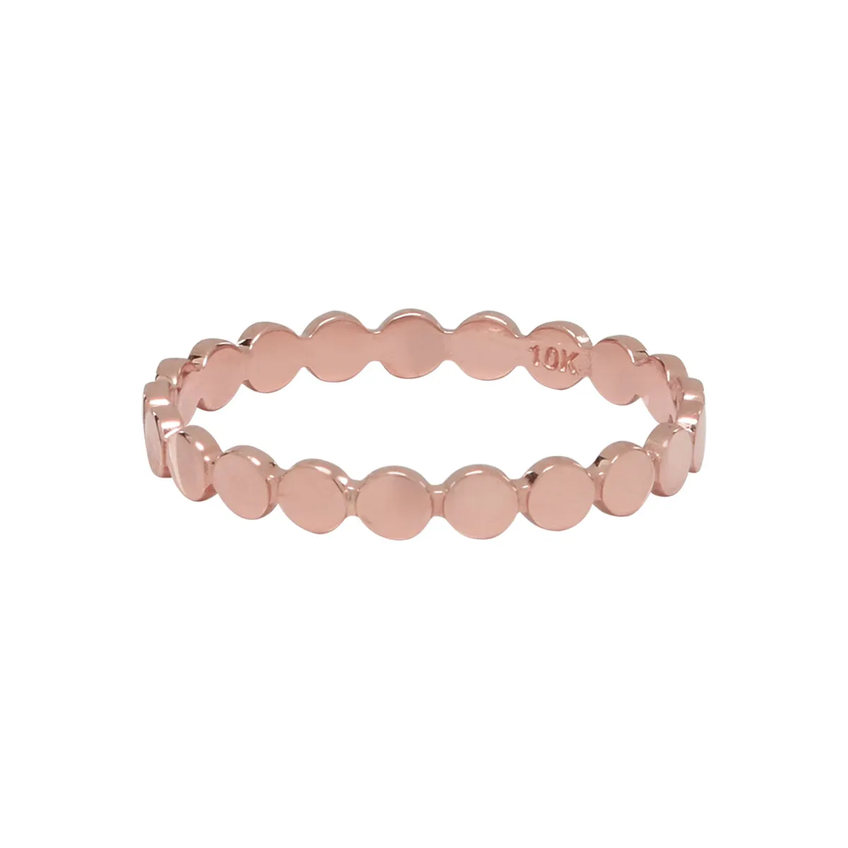 10k Solid Gold Flat Beaded Ring
