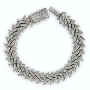10k Yellow Gold 14mm Diamond Spiked Cuban Link Bracelet 8.5 Inches