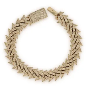 10k Yellow Gold 14mm Diamond Spiked Cuban Link Bracelet 8.5 Inches