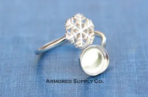 10mm Bezel Sterling Silver Snowflake Wrap Adjustable Ring blank