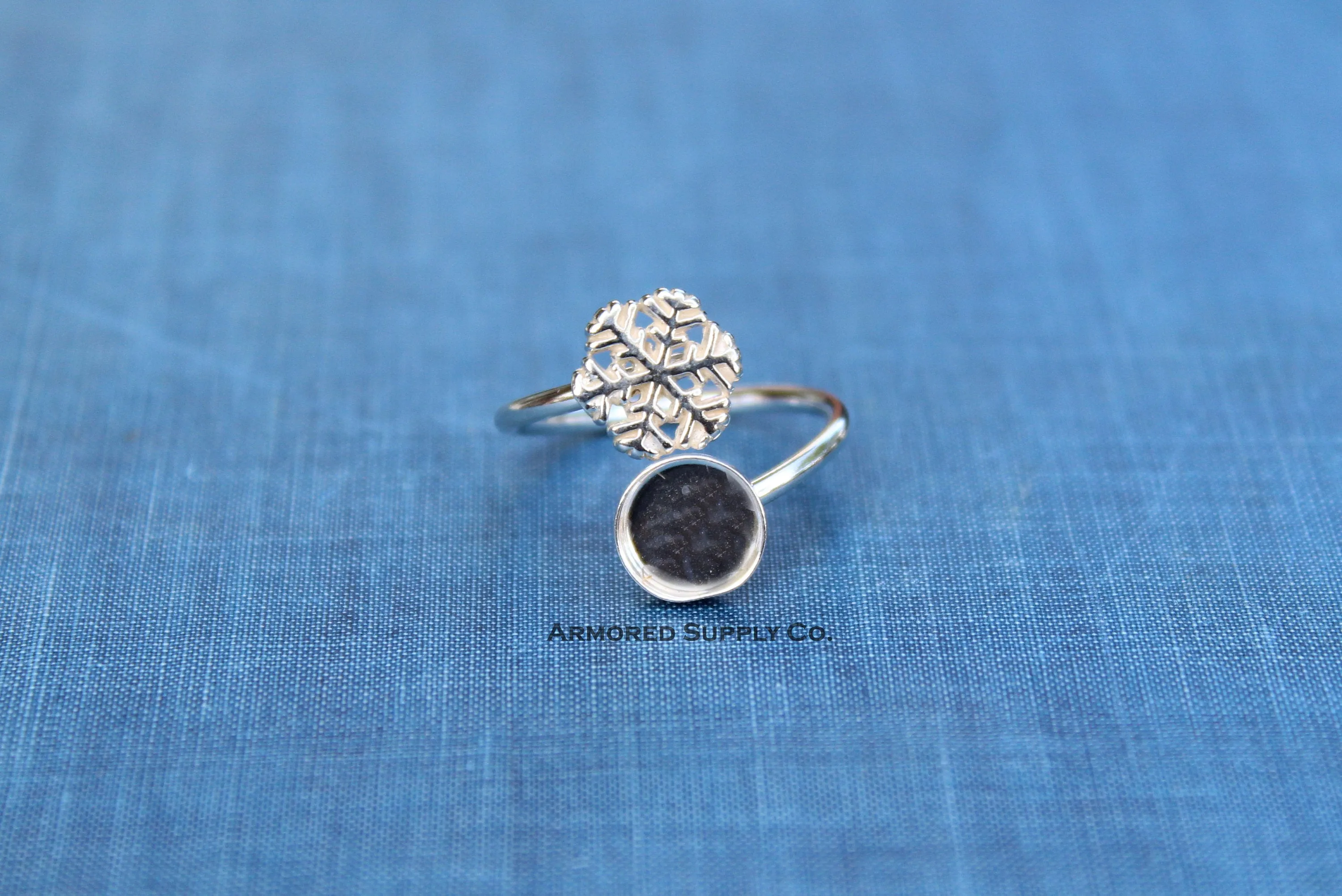 10mm Bezel Sterling Silver Snowflake Wrap Adjustable Ring blank
