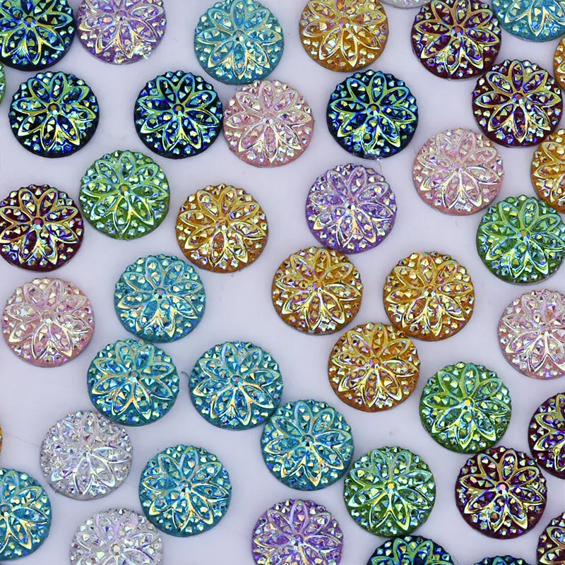 10mm Mixed Round Druzy Resin Cabochon flat back resin cabochon cameo craft 50pcs 10239849