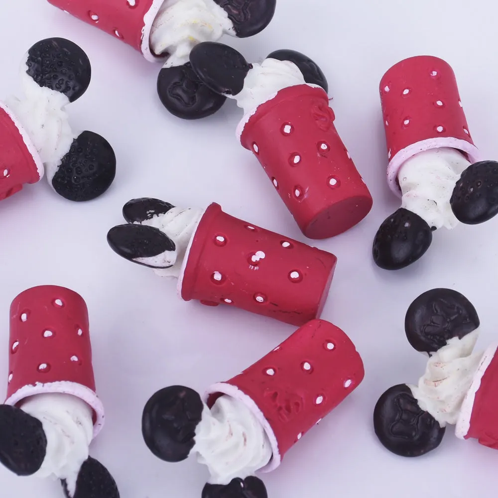 12*35MM Mouse Ear Frappuccino 3D Resin Cabochons Cup Cabochons Cute Mouse Ear Cabochons 10pcs 10250350