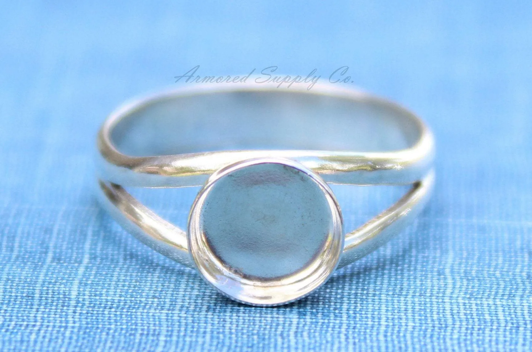12mm Bezel Sterling Silver Split Shank Ring Band Ring blank