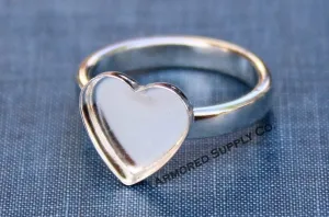 12mm Heart Bezel Ring blank with comfort ring band