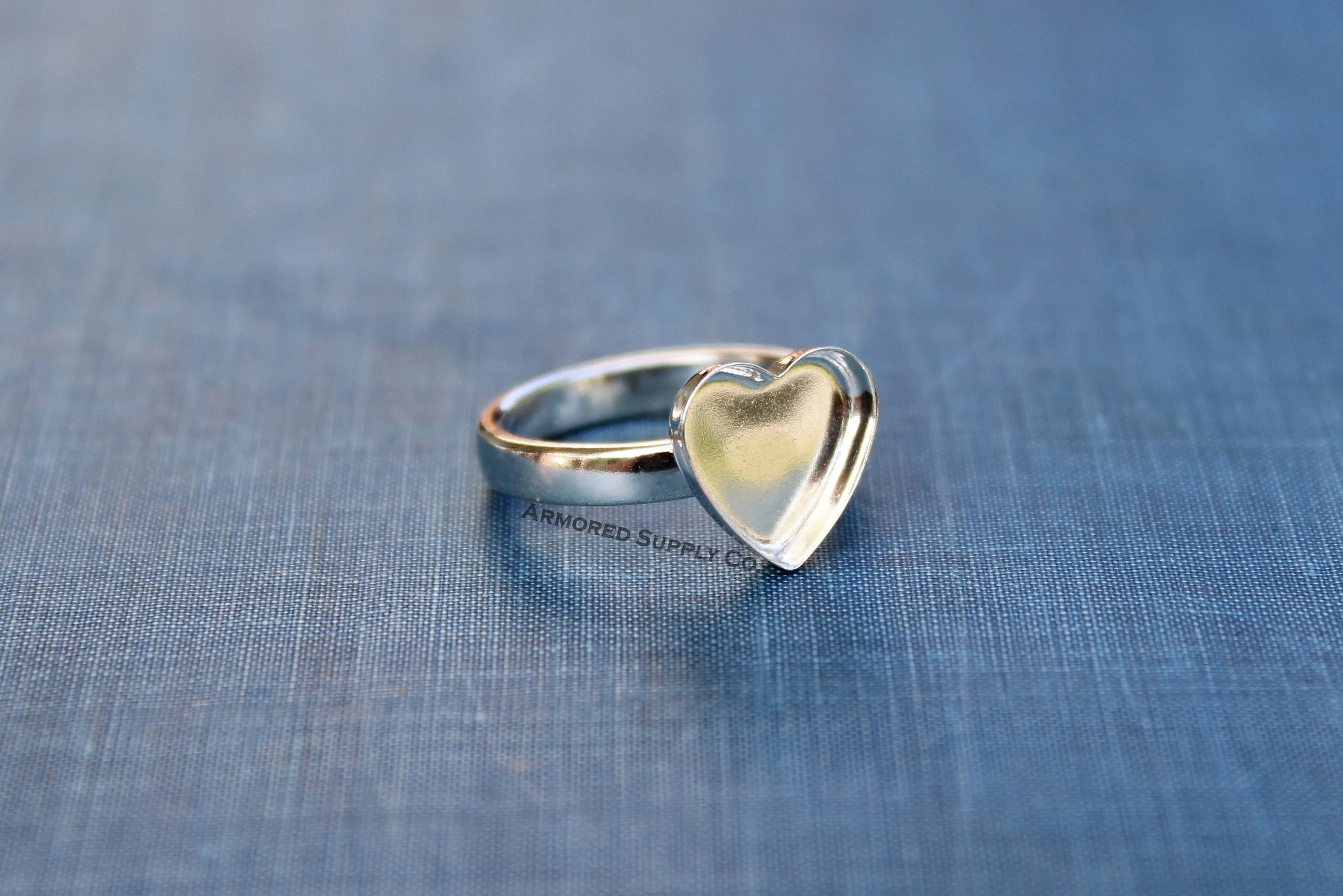 12mm Heart Bezel Ring blank with comfort ring band