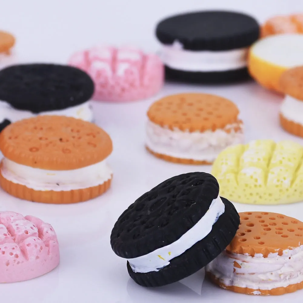 13-16mm Cookies cabochon Kawaii Resin Cookies Flat Backs Decoden cabochon for DIY Accessory Mixed Color 20pcs 10249650