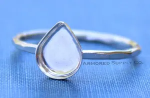 13x18mm Bezel Silver Pear Tear Drop Ring blank
