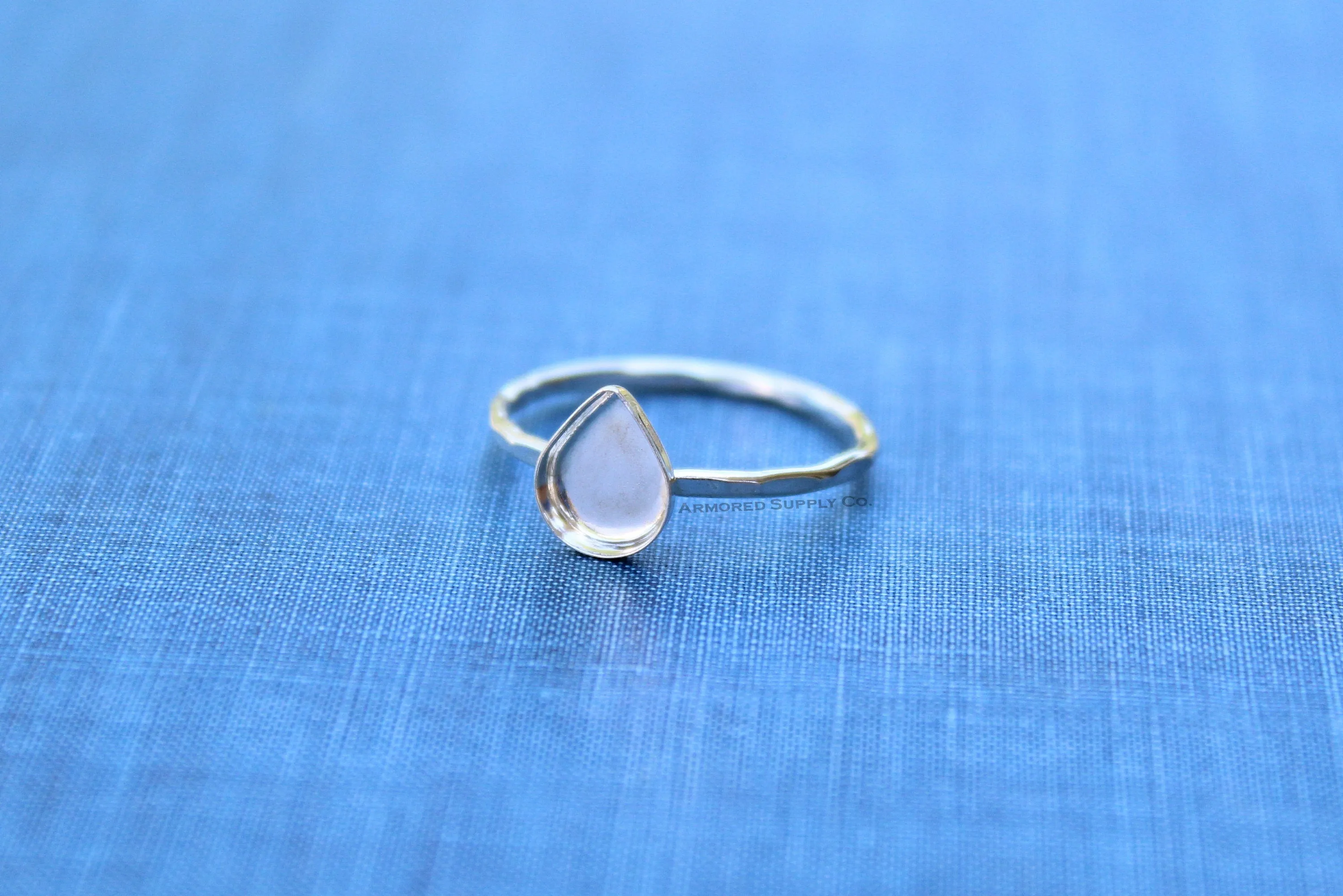 13x18mm Bezel Silver Pear Tear Drop Ring blank