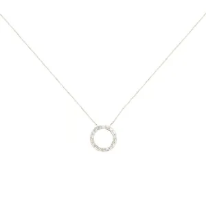 14 Karat White Gold Double Halo Necklace With Diamonds