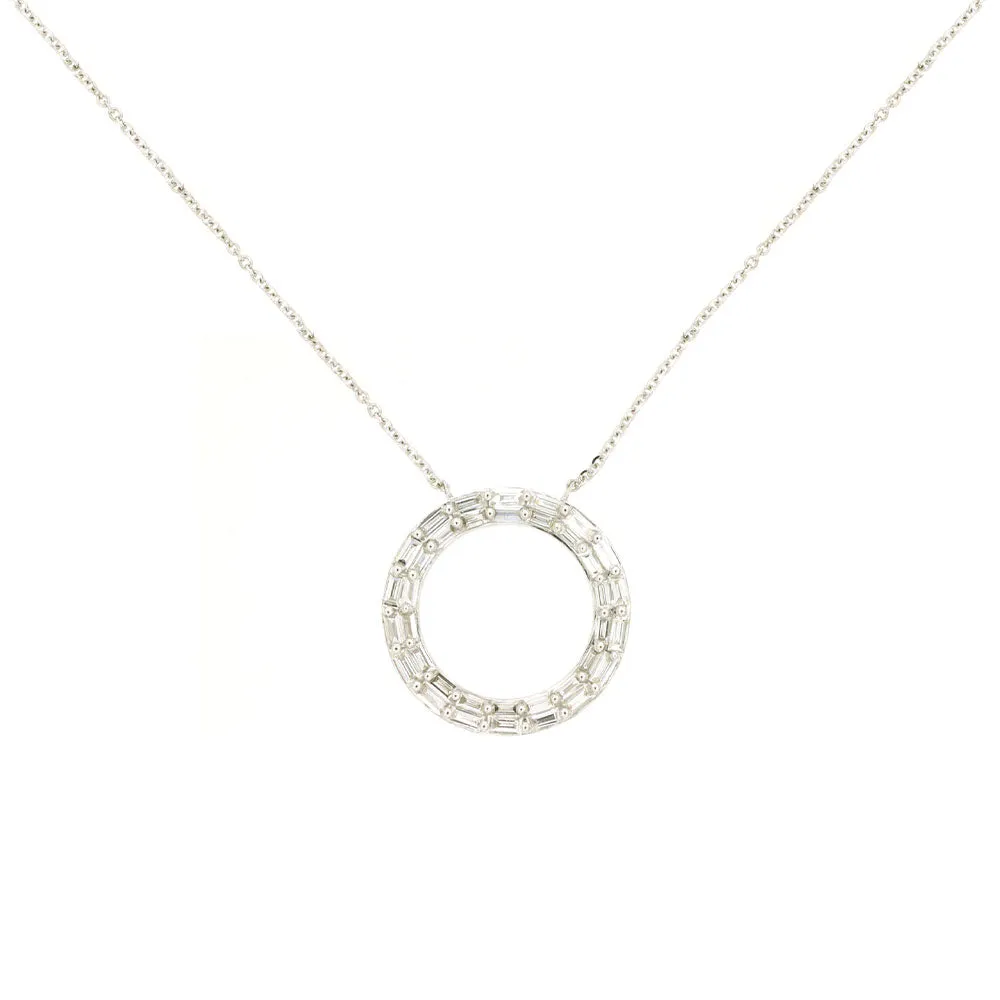 14 Karat White Gold Double Halo Necklace With Diamonds