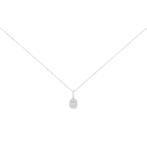 14 Karat White Gold Halo Necklace With Diamonds