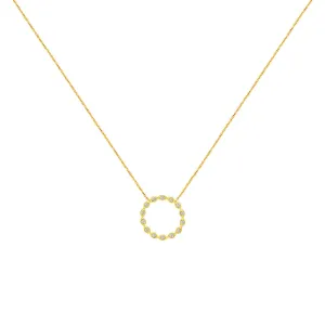 14 Karat Yellow Gold Halo Necklace With Diamonds