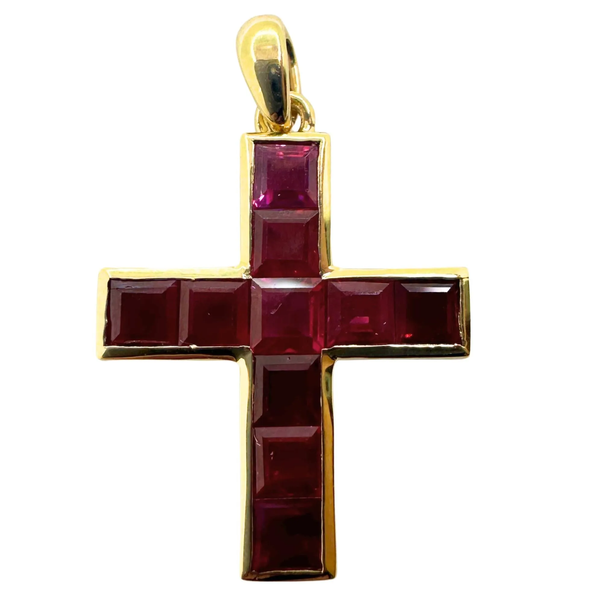 14K 2.20 Carat Ruby Cross Pendant