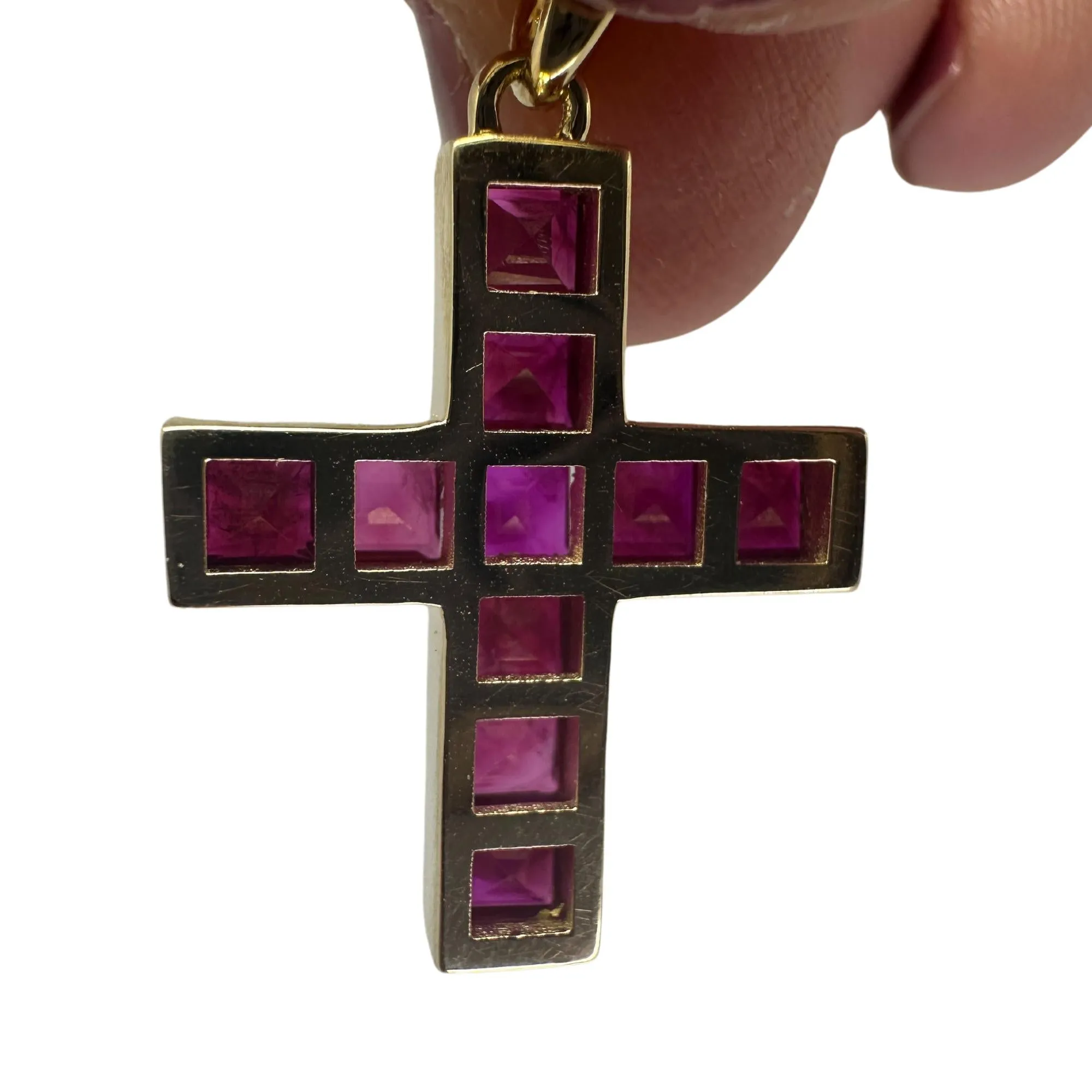 14K 2.20 Carat Ruby Cross Pendant