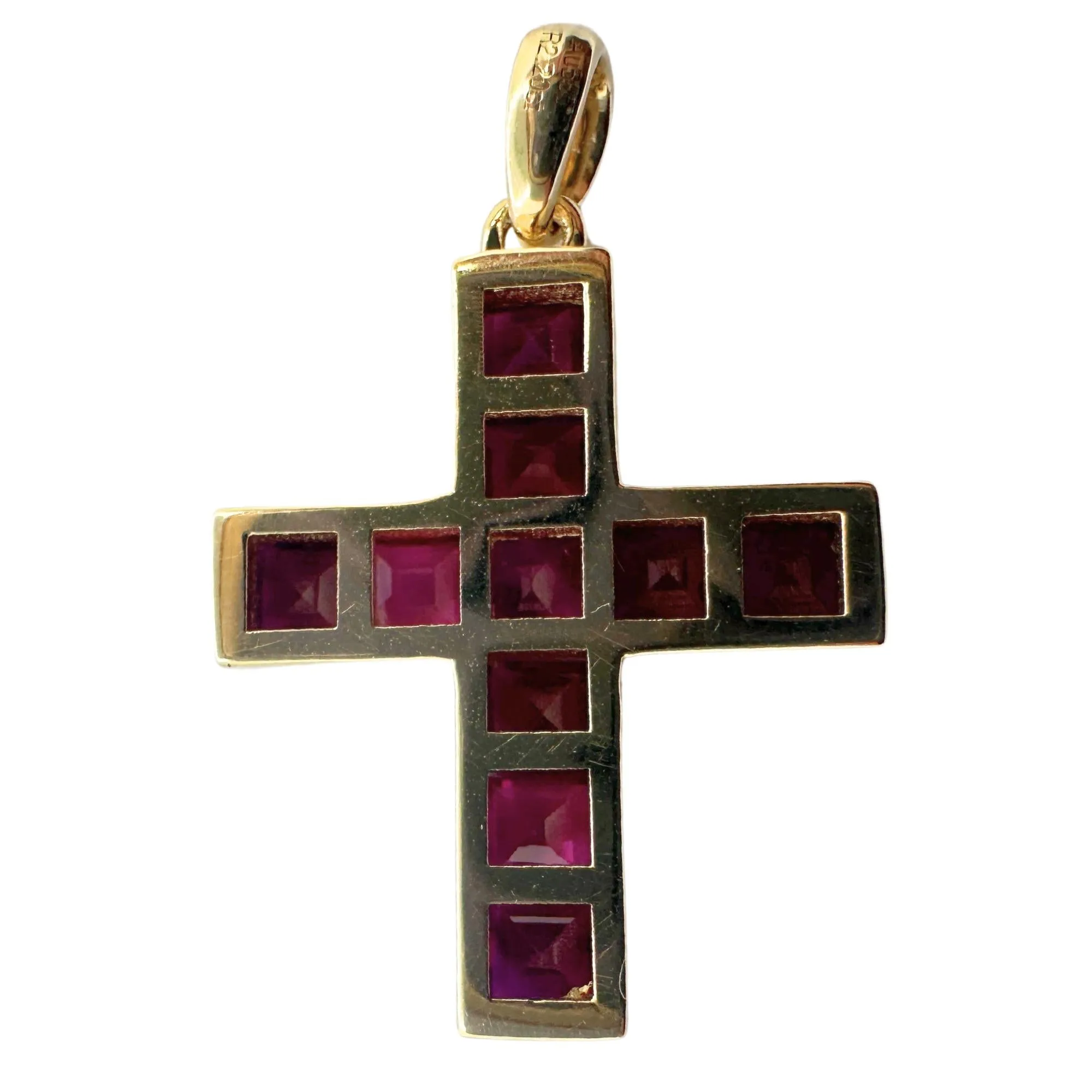 14K 2.20 Carat Ruby Cross Pendant