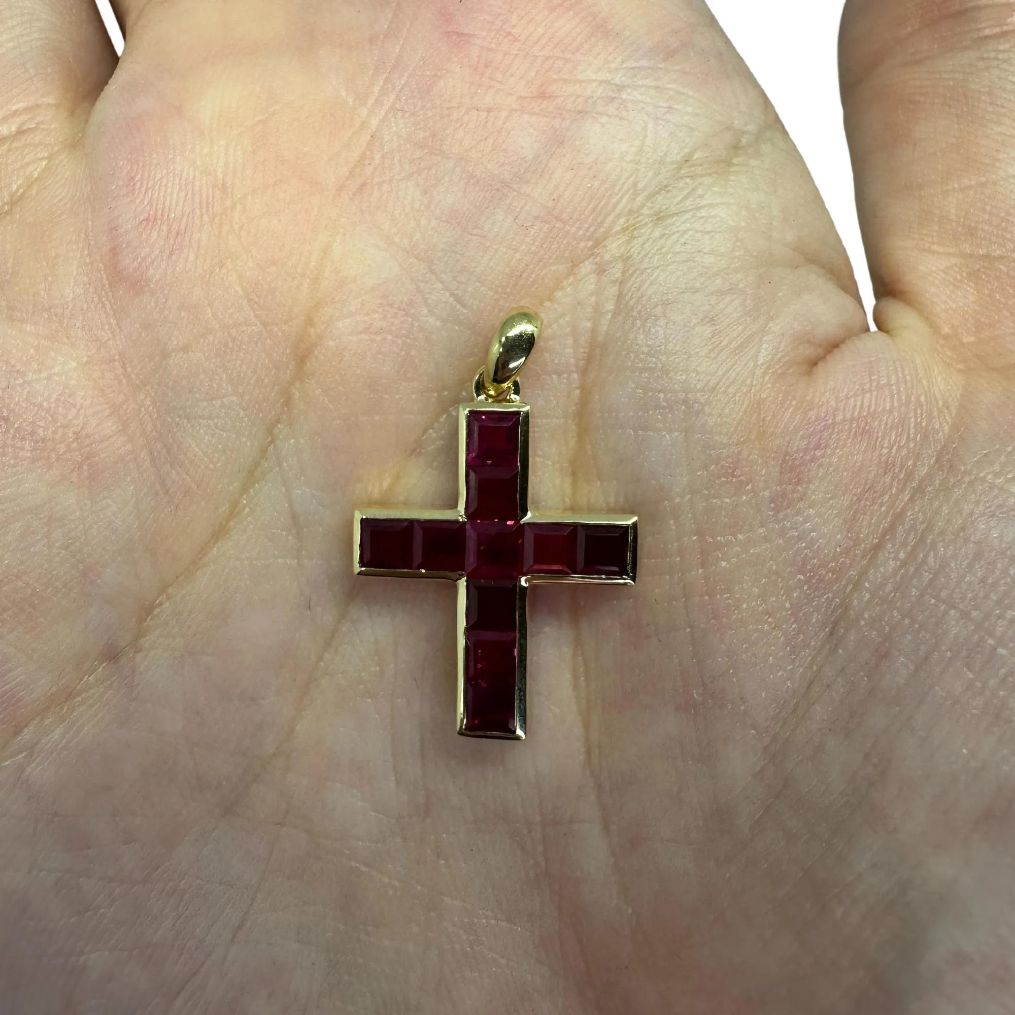 14K 2.20 Carat Ruby Cross Pendant