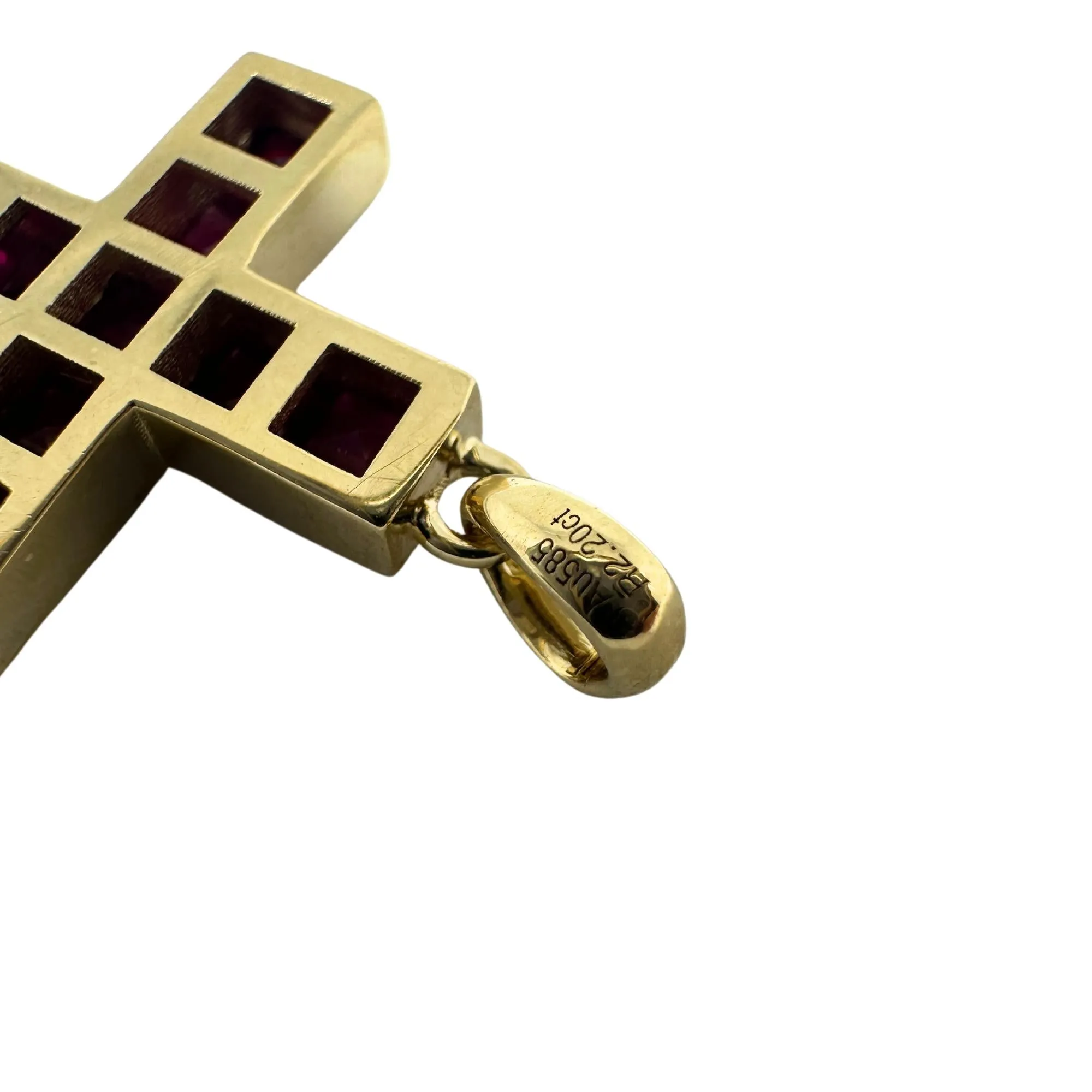 14K 2.20 Carat Ruby Cross Pendant