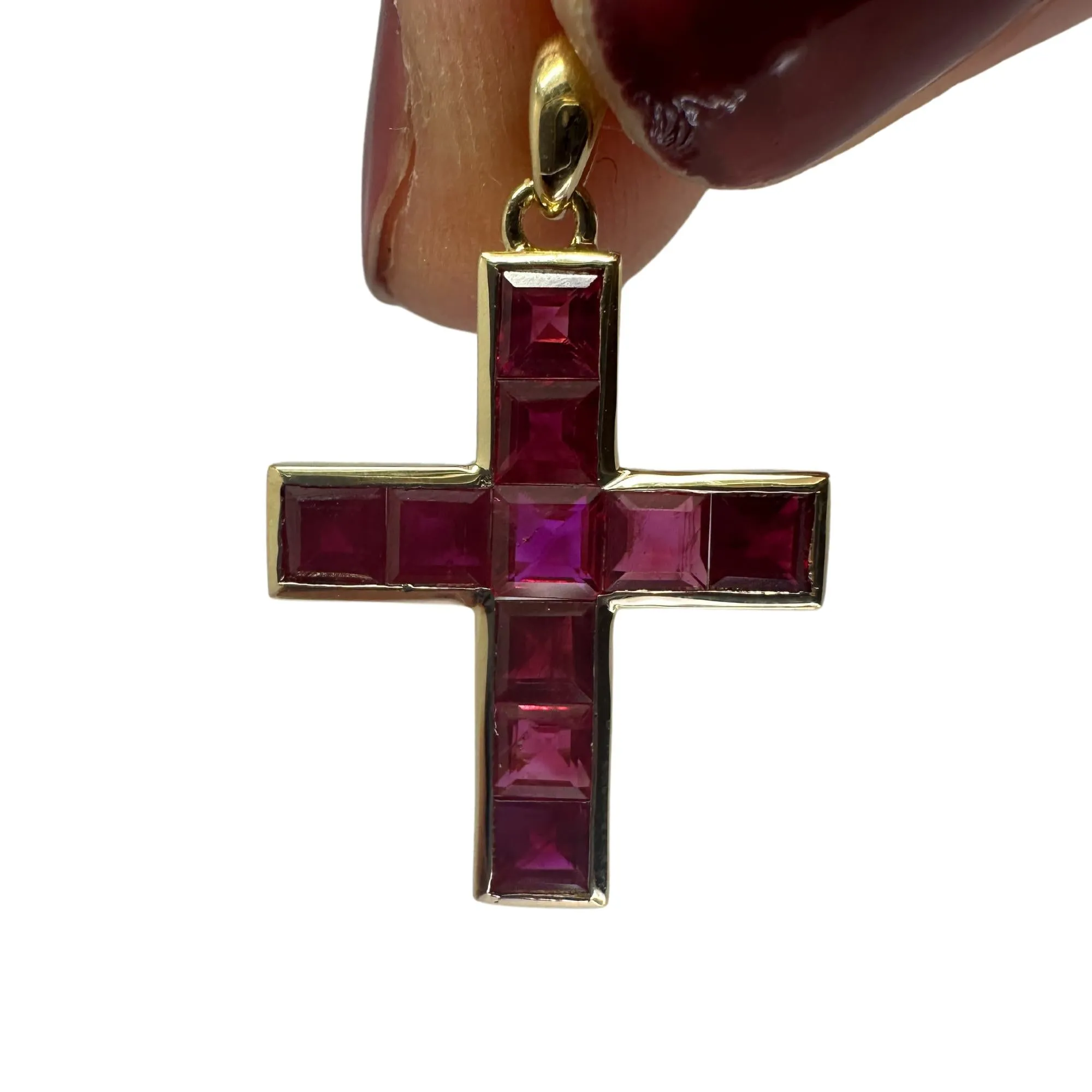 14K 2.20 Carat Ruby Cross Pendant