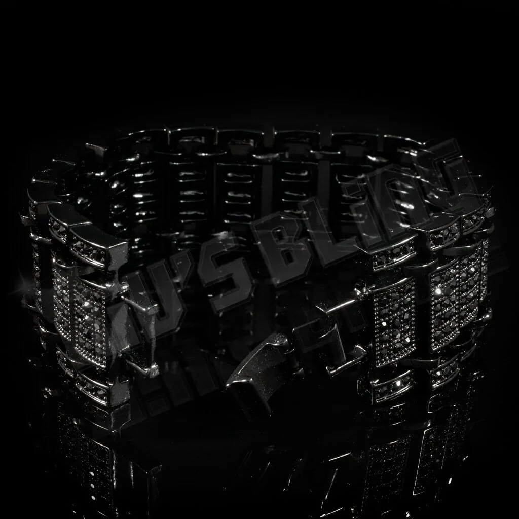 14k Black Gold Iced Ladder Bracelet