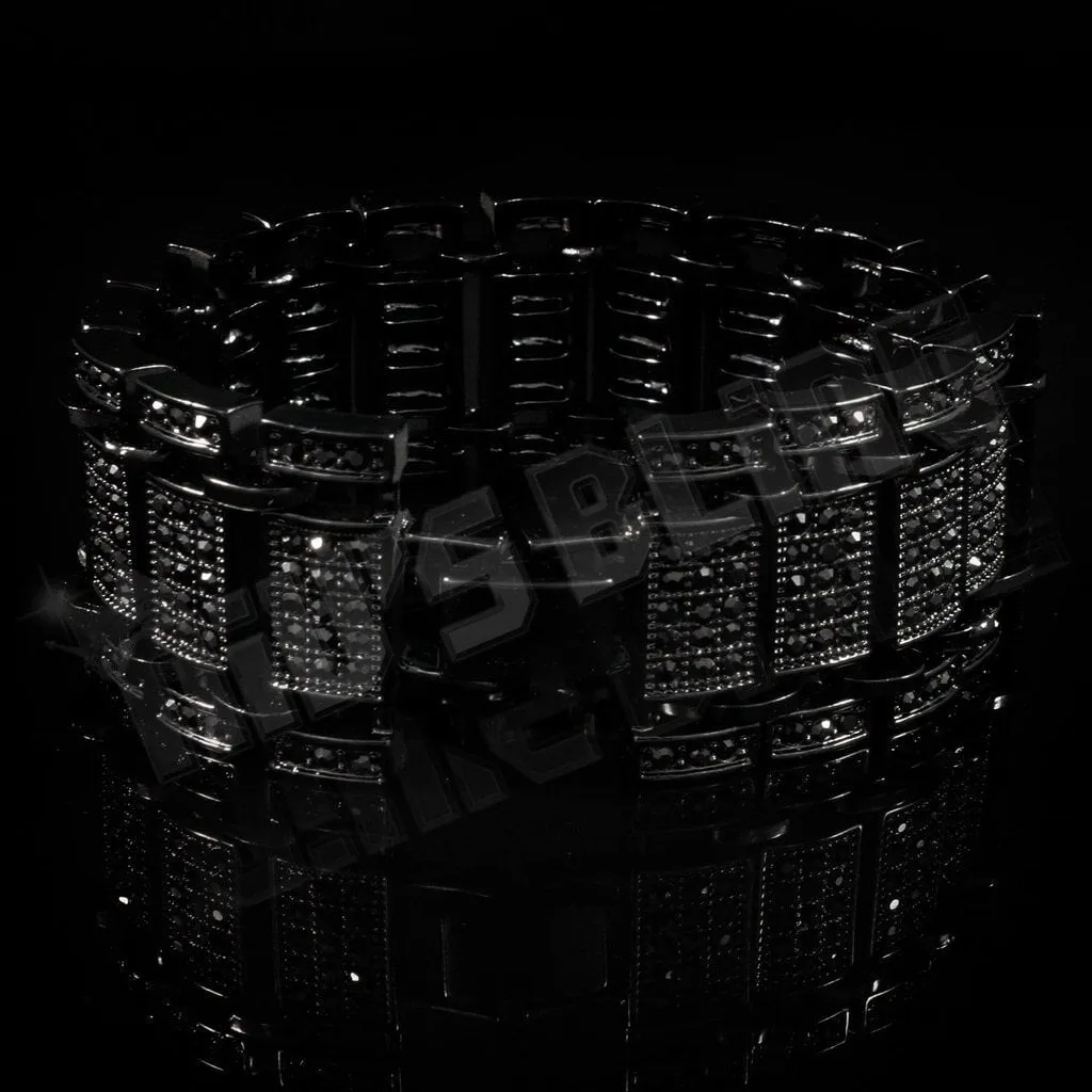14k Black Gold Iced Ladder Bracelet