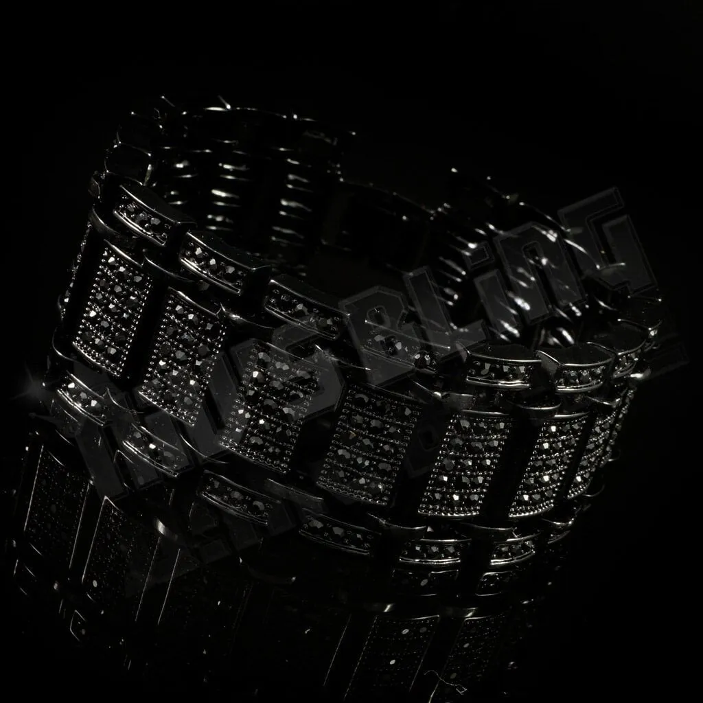 14k Black Gold Iced Ladder Bracelet