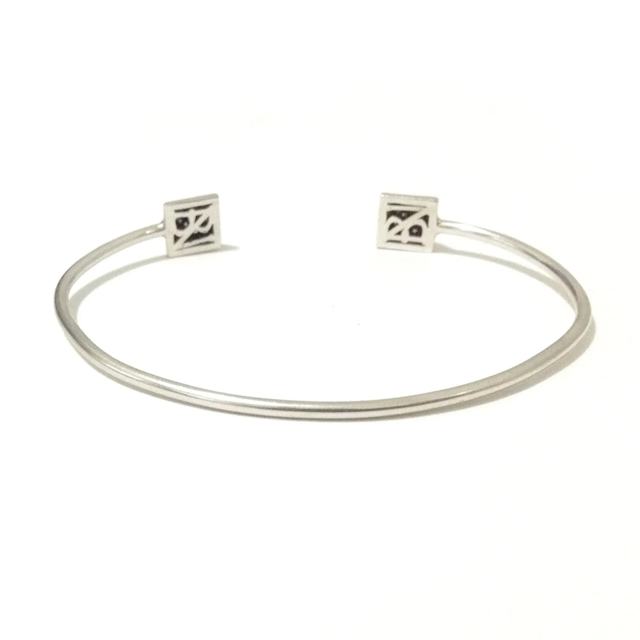 14K Gold Pavé Diamond Double Pyramid Spike Cuff Bracelet