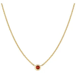 14k Round Solitaire Ruby Bezel Necklace (0.10.ct.tw)