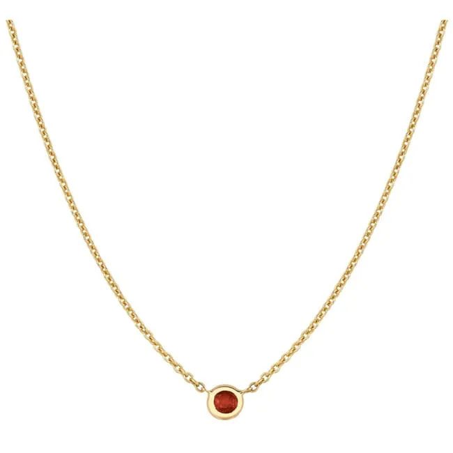 14k Round Solitaire Ruby Bezel Necklace (0.10.ct.tw)