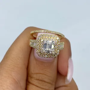 14K Victoria Double Halo Stacked Diamond Ring