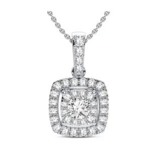 14K White Gold (0.40ct) Double Halo Diamond Pendant
