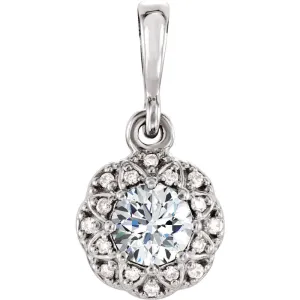 14k White Gold 1/3 CTW Diamond Halo-Style Pendant