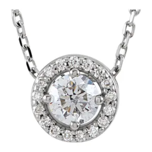 14k White Gold 1/4 CTW Diamond Halo-Style 16" Necklace