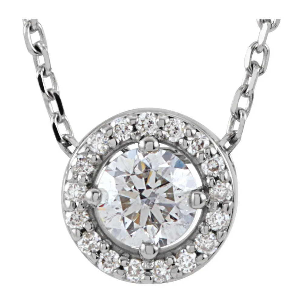 14k White Gold 1/4 CTW Diamond Halo-Style 16" Necklace