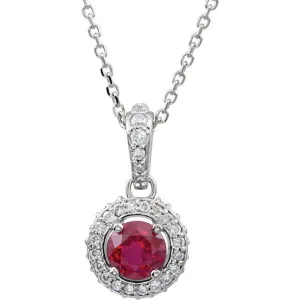 14K White Gold Natural Ruby & 1/5 CTW Natural Diamond 18" Necklace