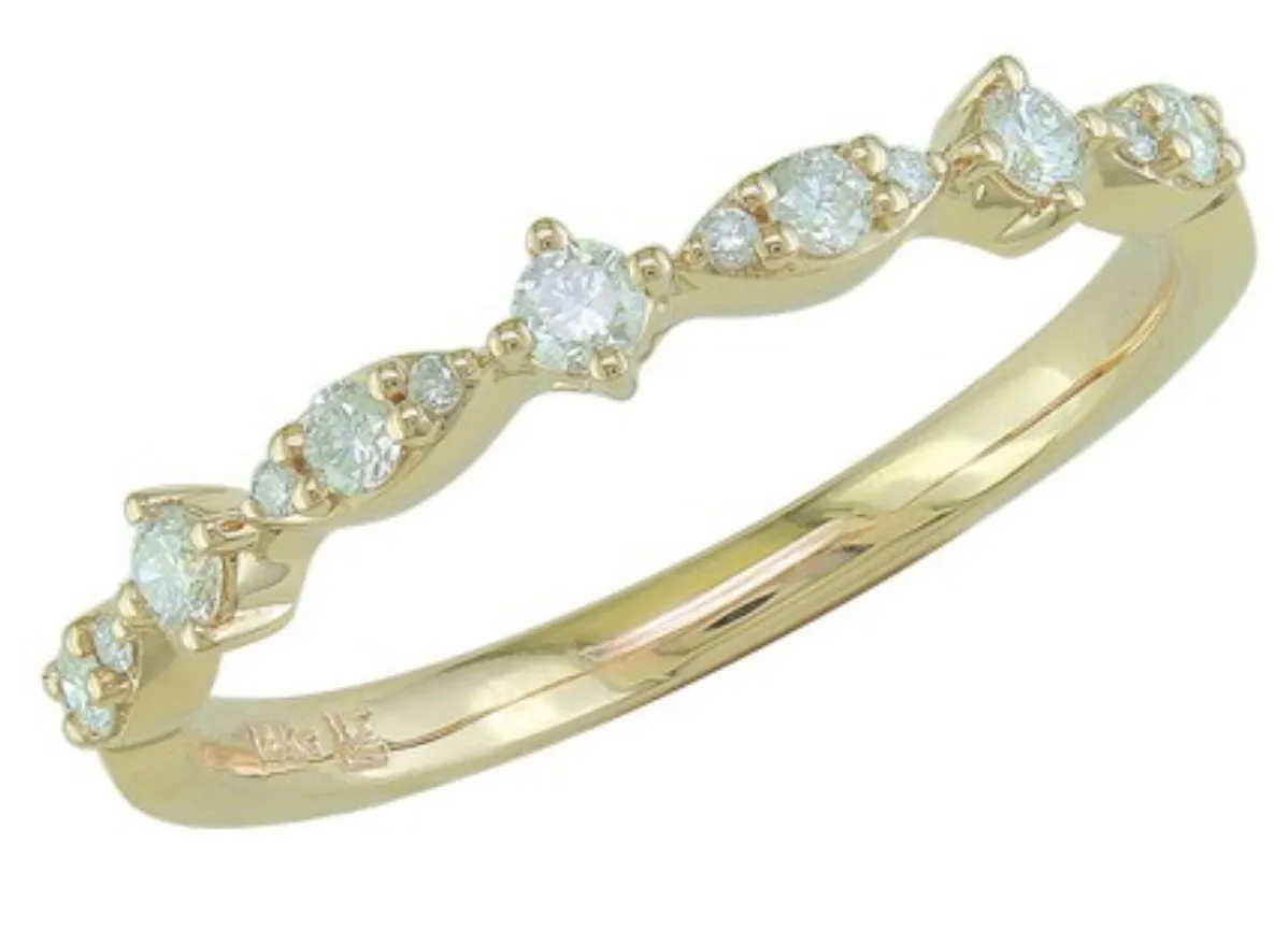 14K Yellow Gold Diamond Stackable Wedding Band