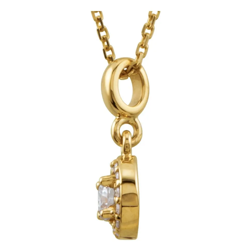 14k Yellow Gold Halo-Style Pendant or Necklace