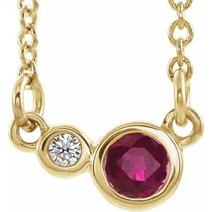 14K Yellow Ruby & .02 CTW Diamond 16" Necklace