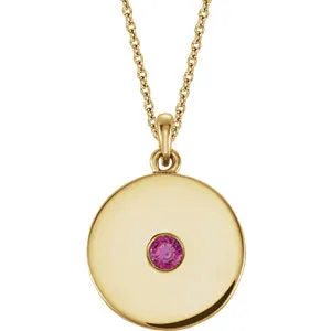14K Yellow Ruby Disc Necklace