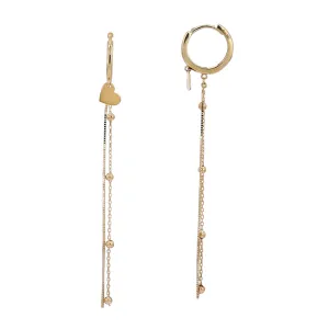 14K YG Heart & Tassel Huggies