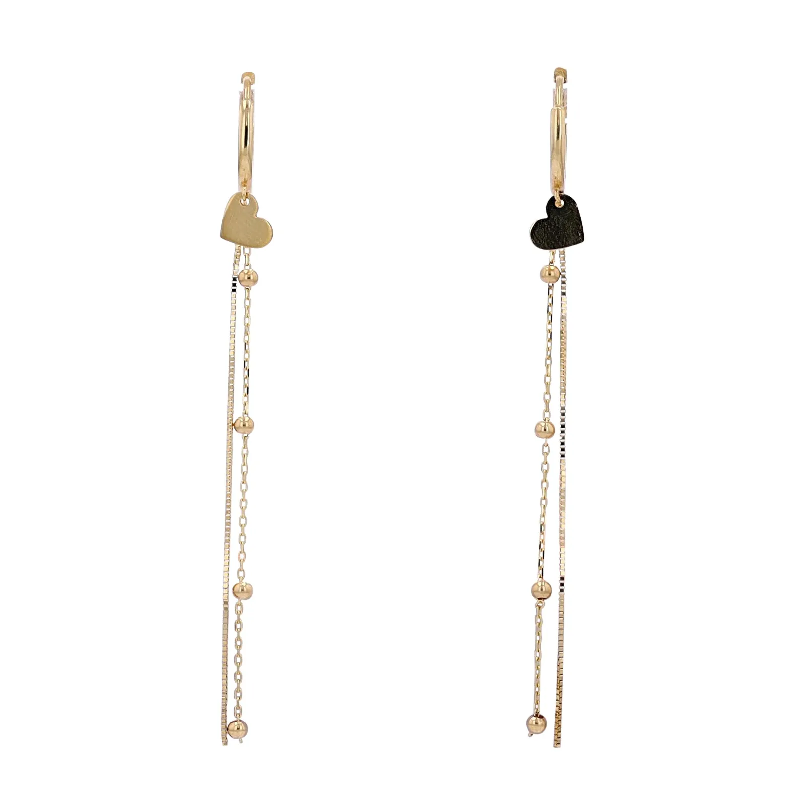 14K YG Heart & Tassel Huggies