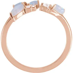 14KT Rose Gold Australian Opal   1/10 Carat Diamond Negative Space Ring