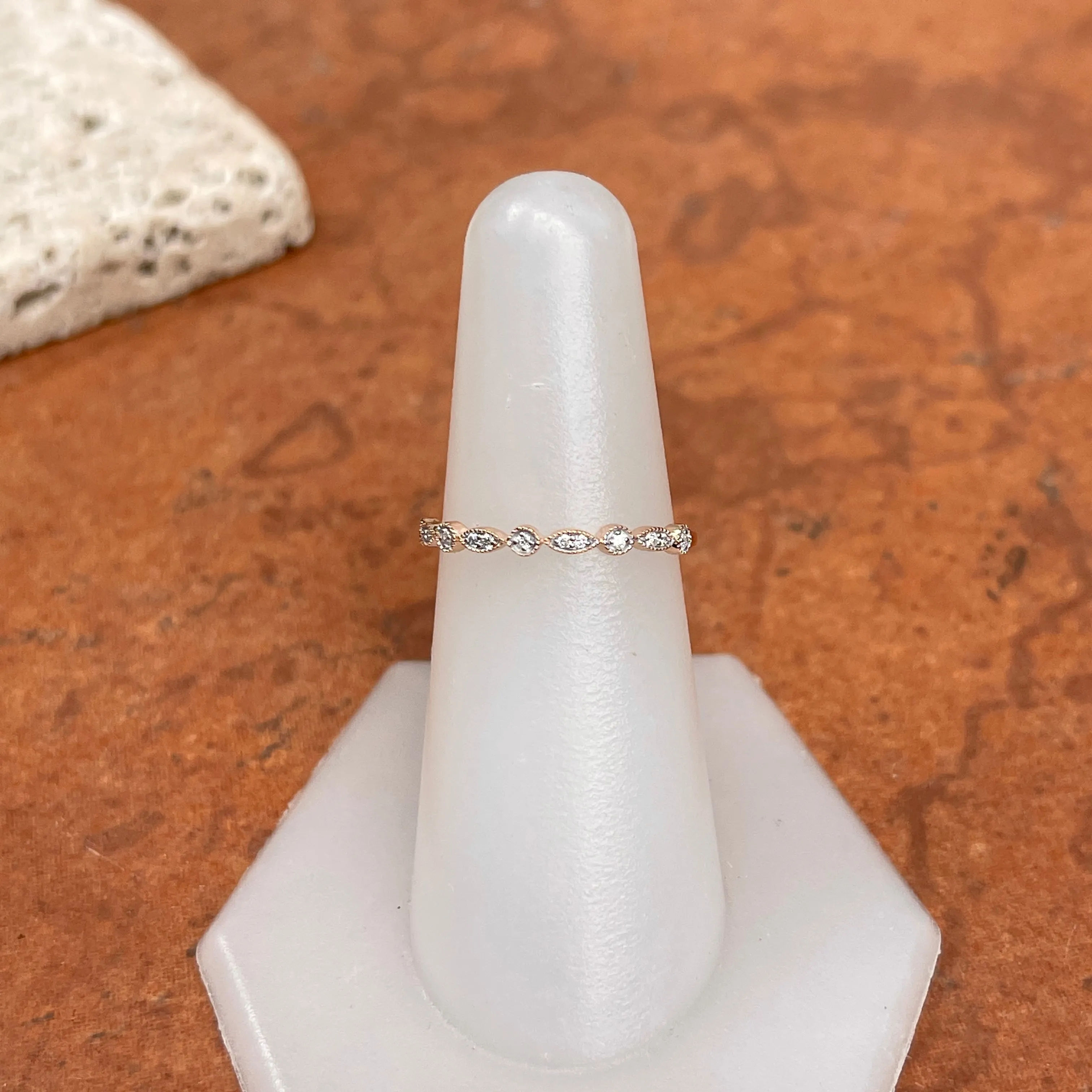14KT Rose Gold Diamond Thin Stacking Band Ring