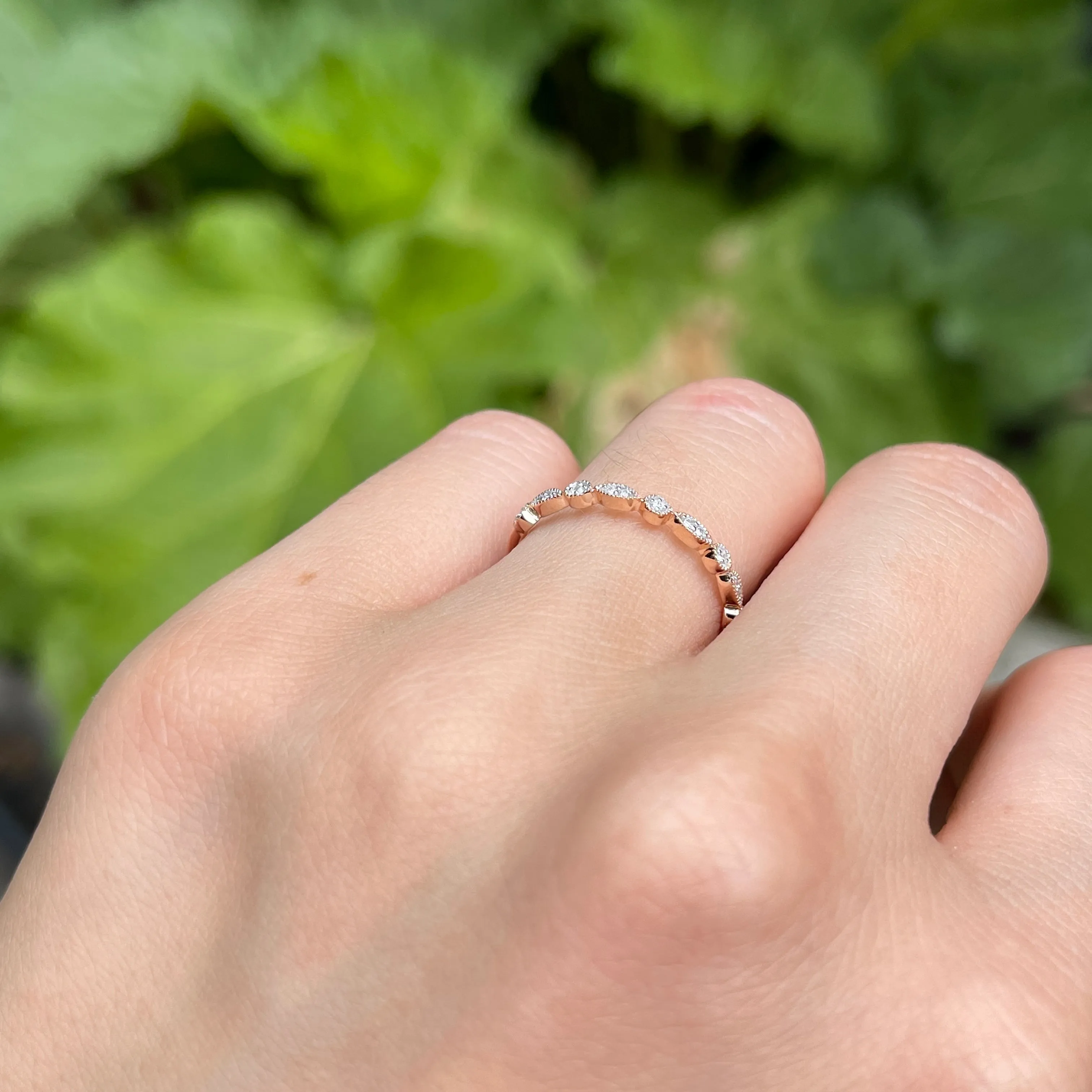 14KT Rose Gold Diamond Thin Stacking Band Ring