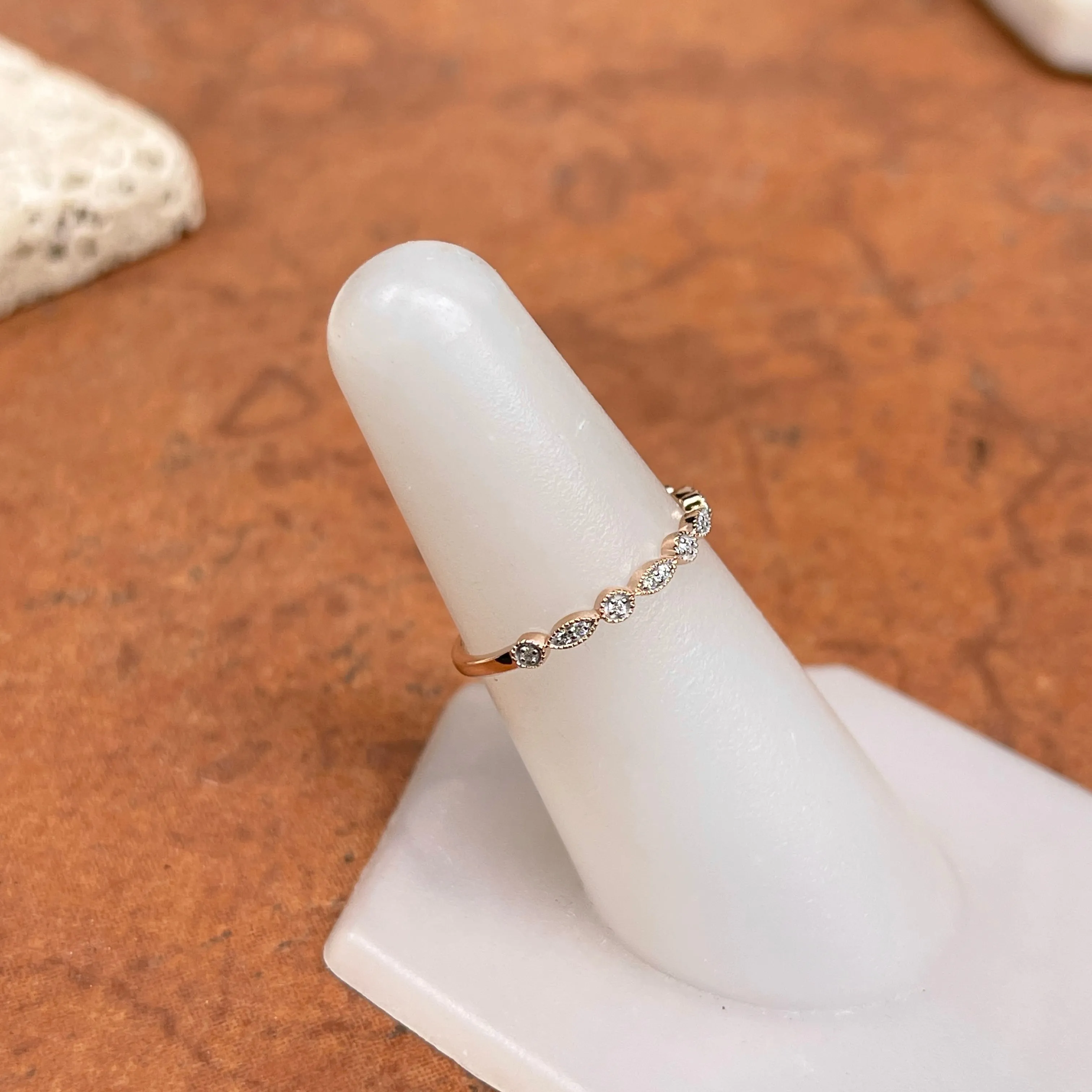 14KT Rose Gold Diamond Thin Stacking Band Ring