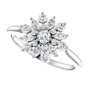 14KT White Gold .50 CT Diamond Vintage-Inspired Ring
