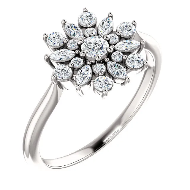 14KT White Gold .50 CT Diamond Vintage-Inspired Ring