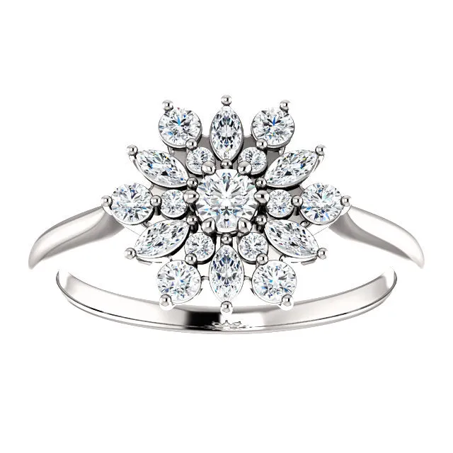 14KT White Gold .50 CT Diamond Vintage-Inspired Ring